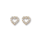 9ct Yellow Gold Heart Shape Cubic Zirconia Stud Earrings