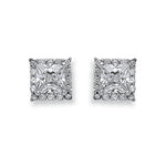 9ct White Gold Princess Cut Cubic Zirconia Centre Stud