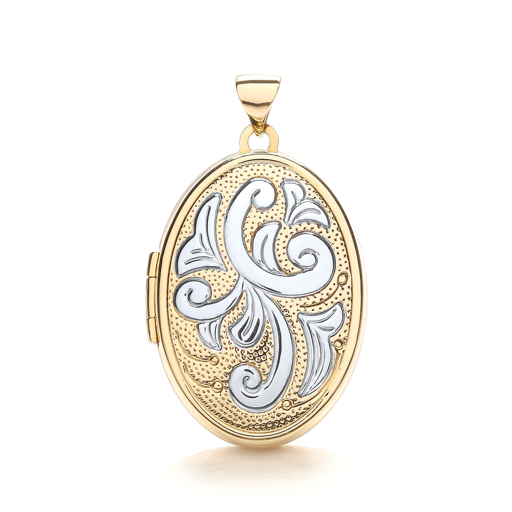 9ct Yellow & White Gold Oval Shaped Family Locket