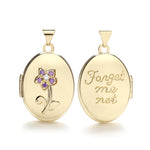 9ct Yellow Gold Oval Double Sided Locket with Purple CZ (Cubic Zirconia)