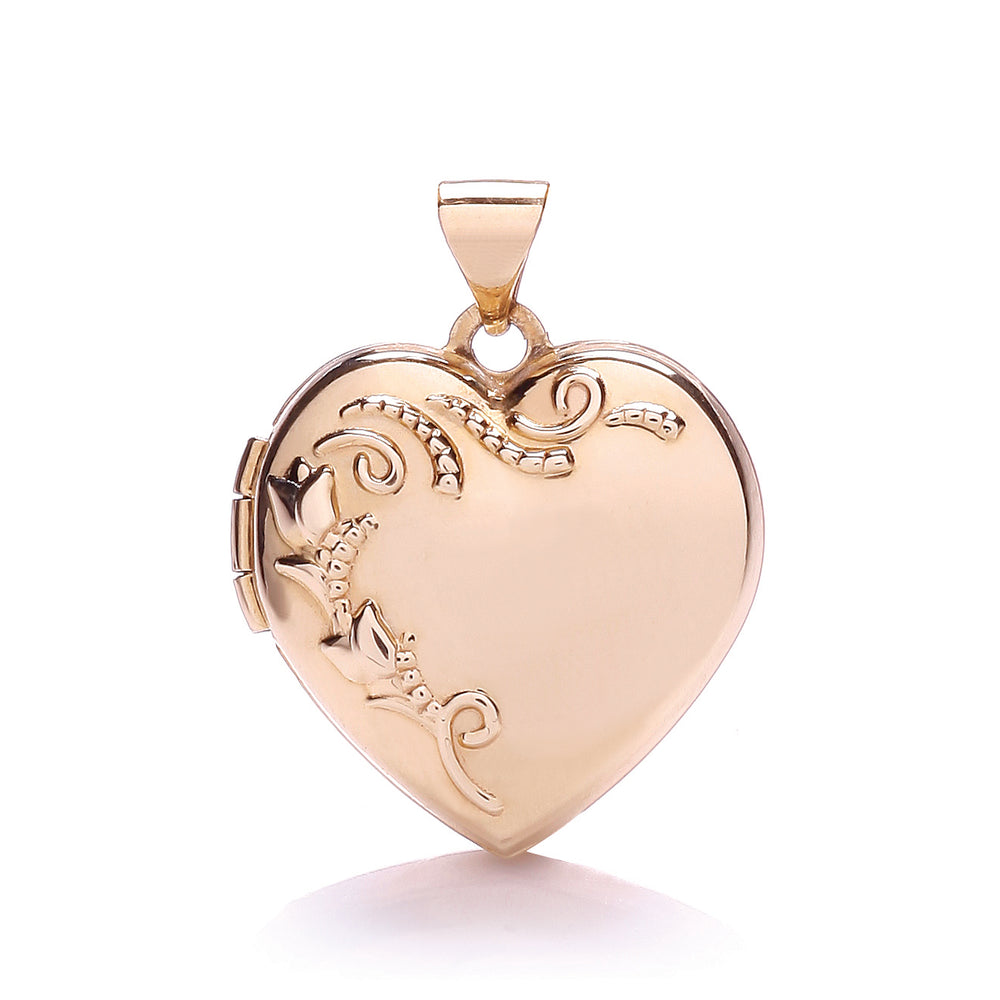 9ct Rose Gold Heart Shape Locket with design