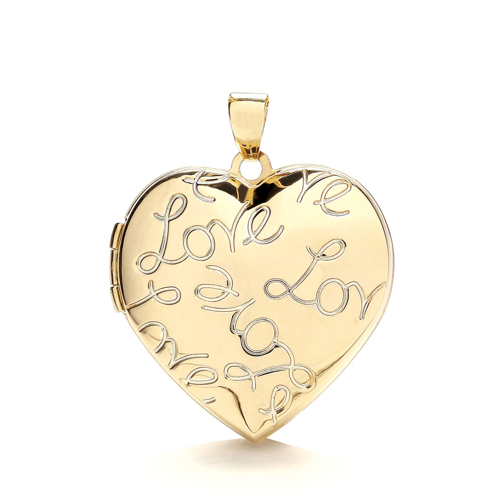 9ct Yellow Gold Heart Shape Locket with Love engraved