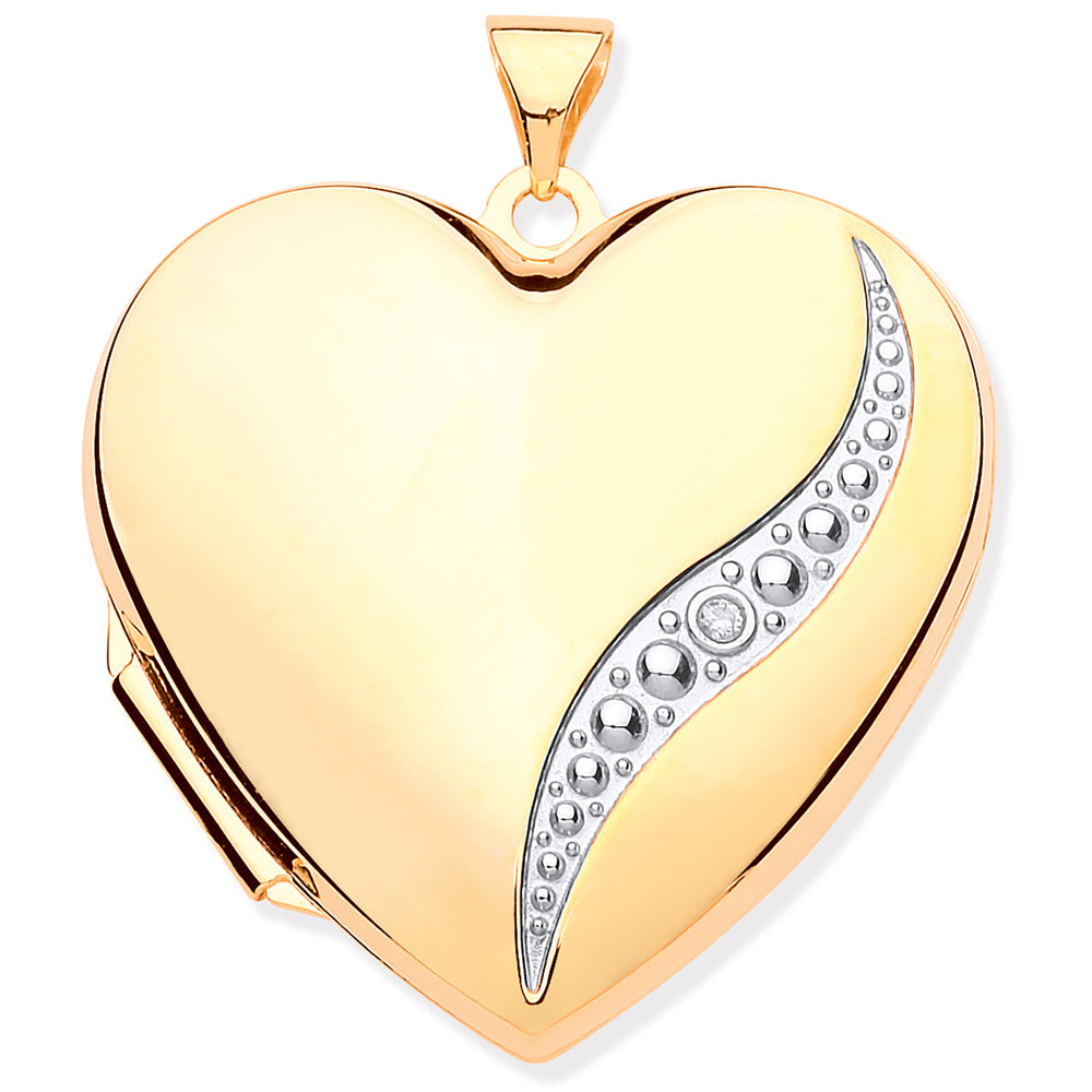 Y/G Large Heart Shape Locket with Diamond