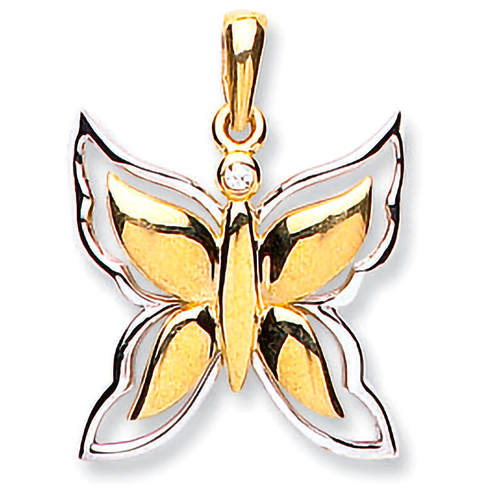 9ct Yellow & White Gold Butterfly Pendant