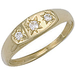 9ct Yellow Gold Cubic Zirconia 3 Stone Baby Gipsy Ring