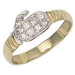 9ct Yellow Gold Cubic Zirconia Baby Boxing Glove Ring
