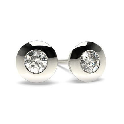 9ct White Gold 0.20ct Rubover Set Diamond Stud Earrings