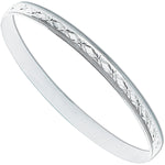 Silver 6mm D/C D-Shaped  Bangle