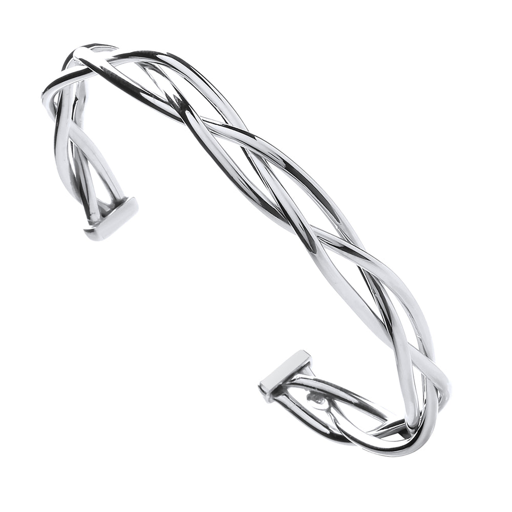 Silver Twisted Hollow Tube Open Bangle