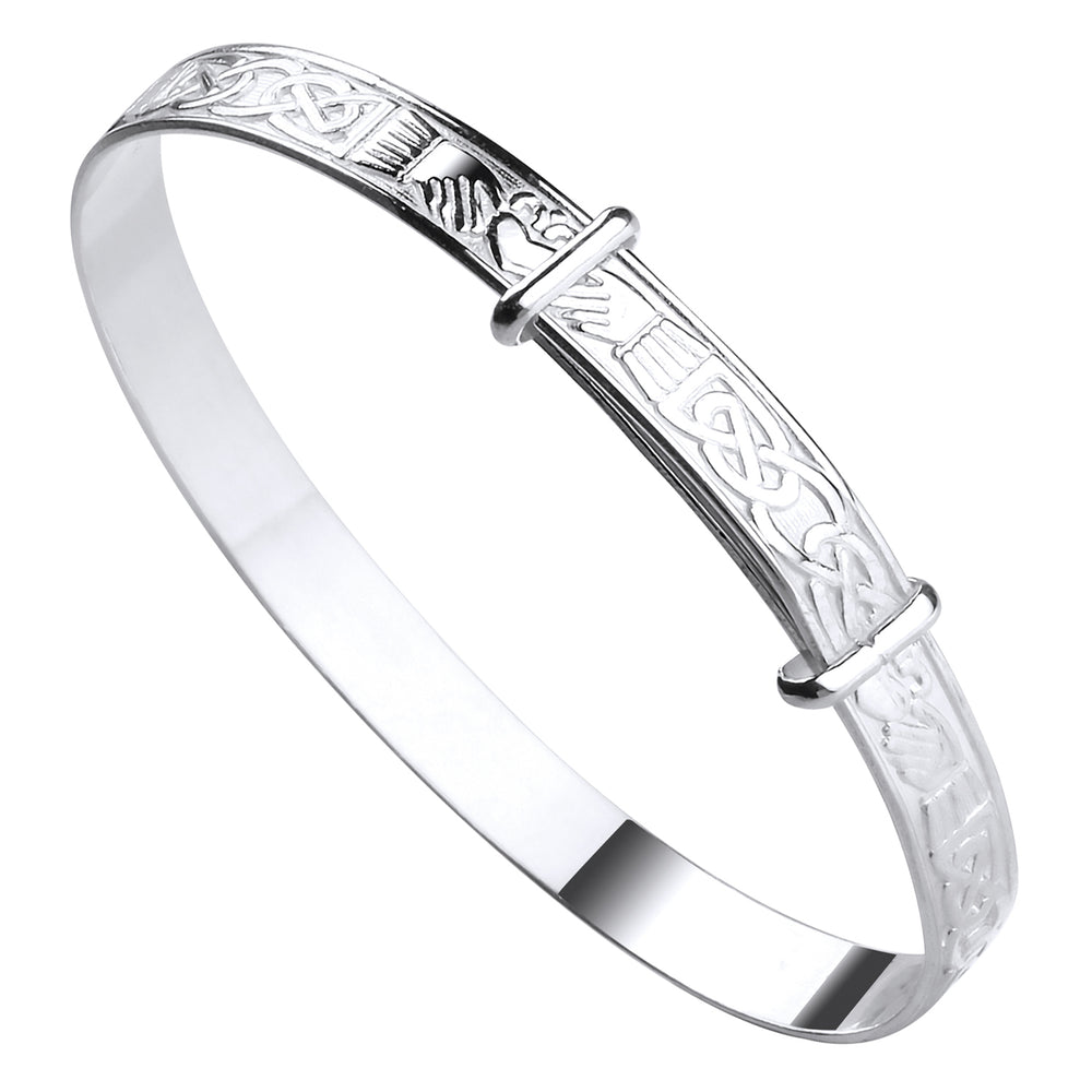Silver Celtic Claddagh Expandable Baby Bangle
