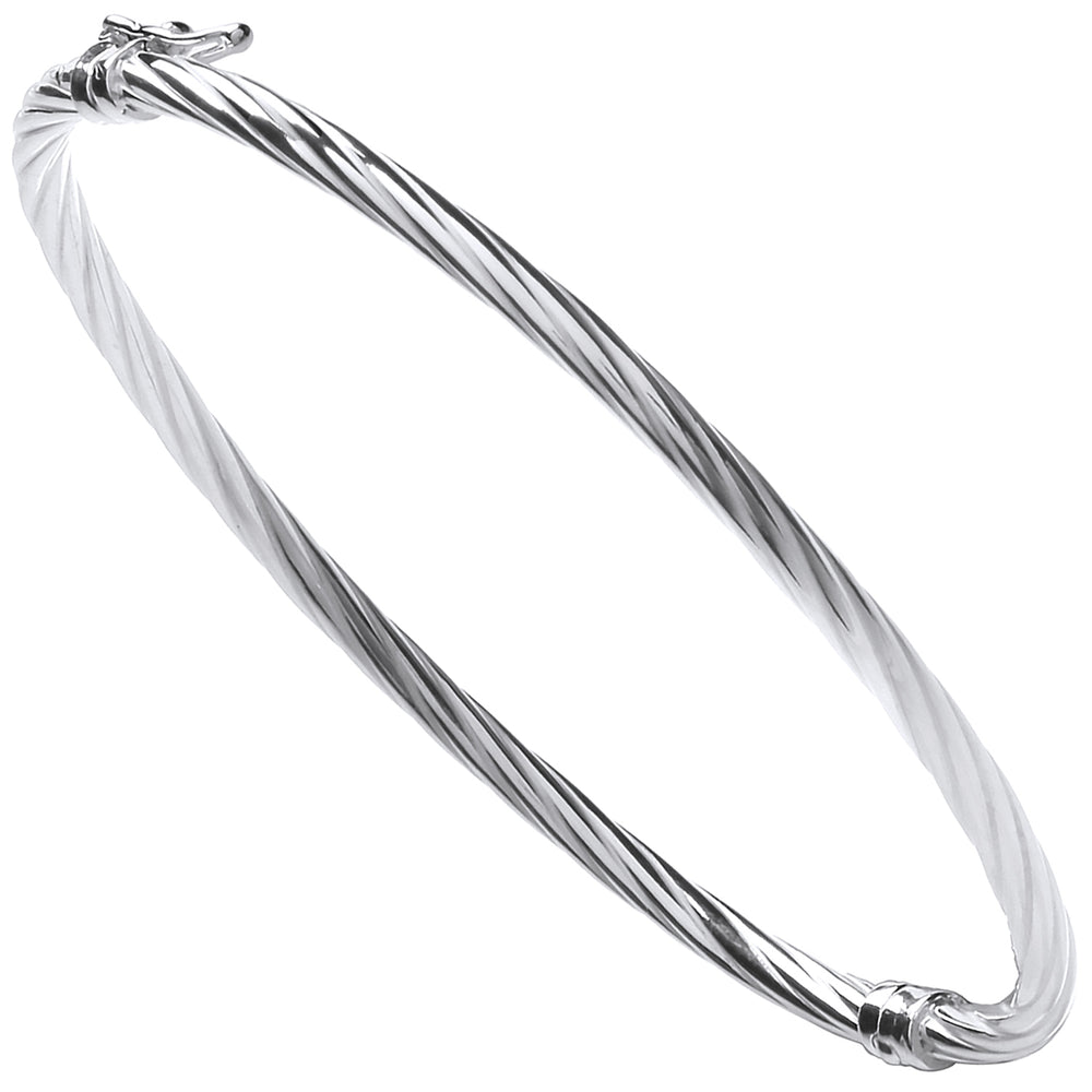 Silver Twisted Hollow Hinged Bangle