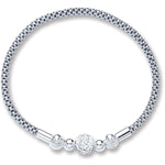 Silver Mesh with Crystal Ball Bracelet