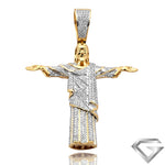 10K Yellow Gold 0.85ctw Diamond Brazilian Jesus Pendant