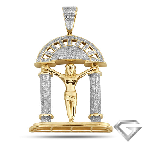 10K Yellow Gold 1.25ctw Diamond Jesus Pillars Pendant