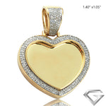 10K Yellow Gold 0.45ctw Diamond Micropave Heart Shaped Memorial Pendant(Picture / Photo Pendants)