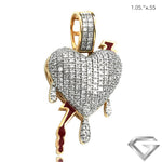 10K Yellow Gold 0.45ctw Diamond Dripping Heart Pendant - Red Enamel Lightning Bolt