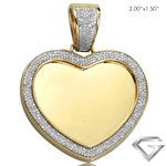 10K Yellow Gold 0.85ctw Diamond Micropave Heart Shaped Memorial Pendant(Picture / Photo Pendants)
