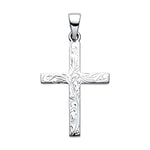 Silver Solid Cross with Design and Plain Back