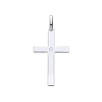 Silver Plain Solid Large Cross with Cubic Zirconia