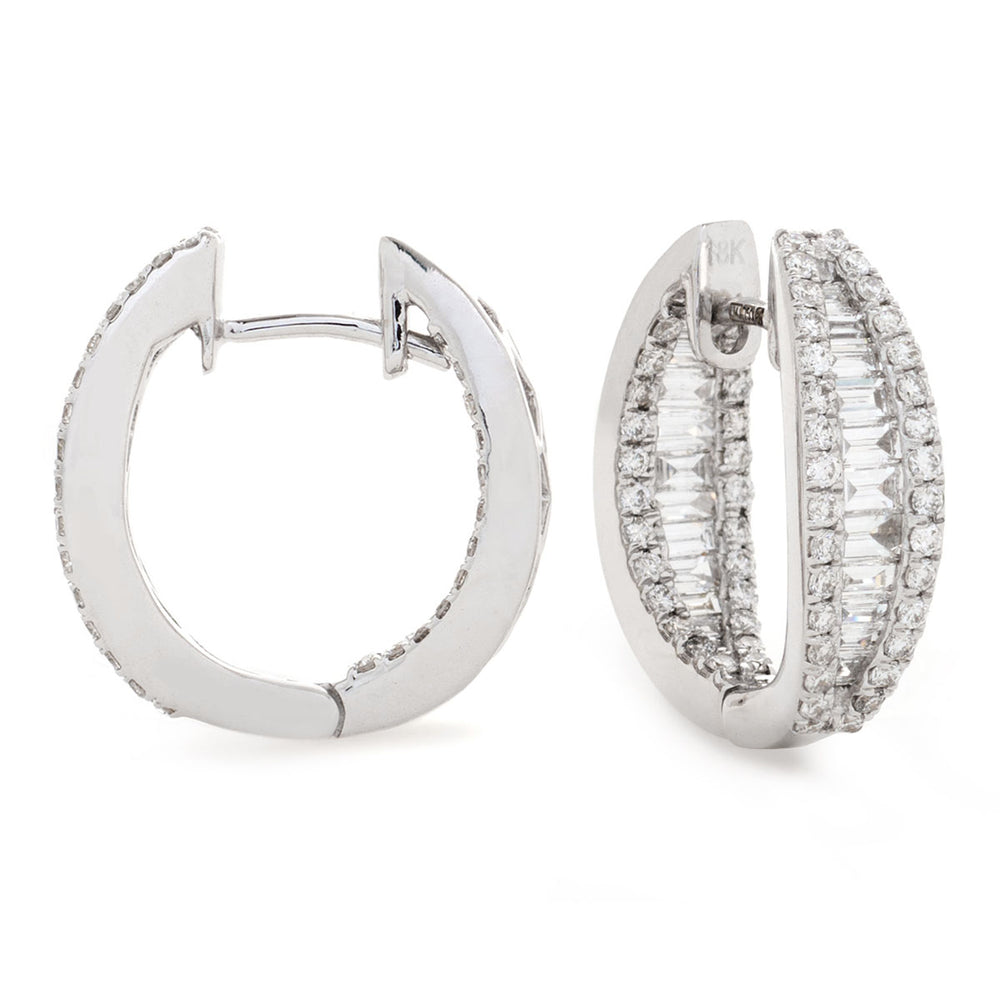 Graduated In & Out Baguette Cut Hoops 1.25ct