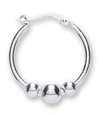 Silver Fancy Ball Hoop Earrings