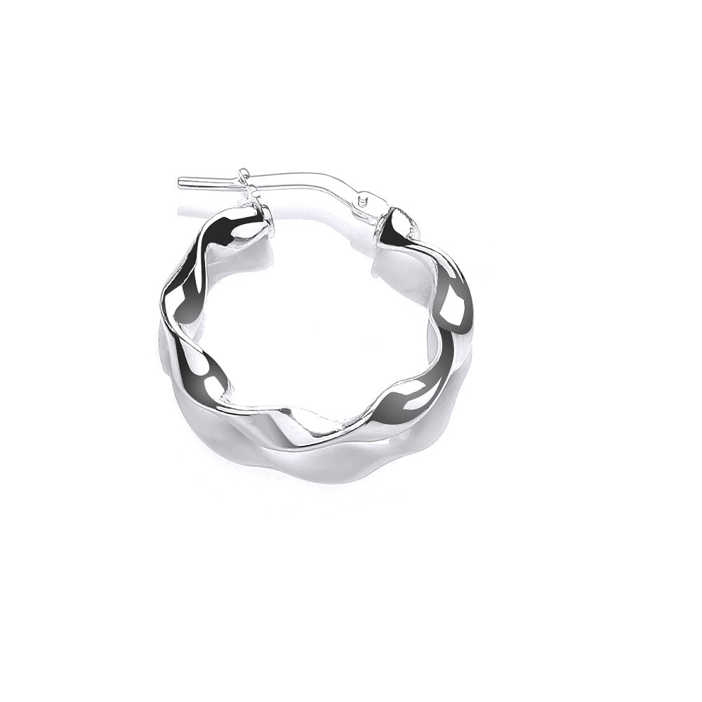 Silver Small Round Twist Hoop Earrings