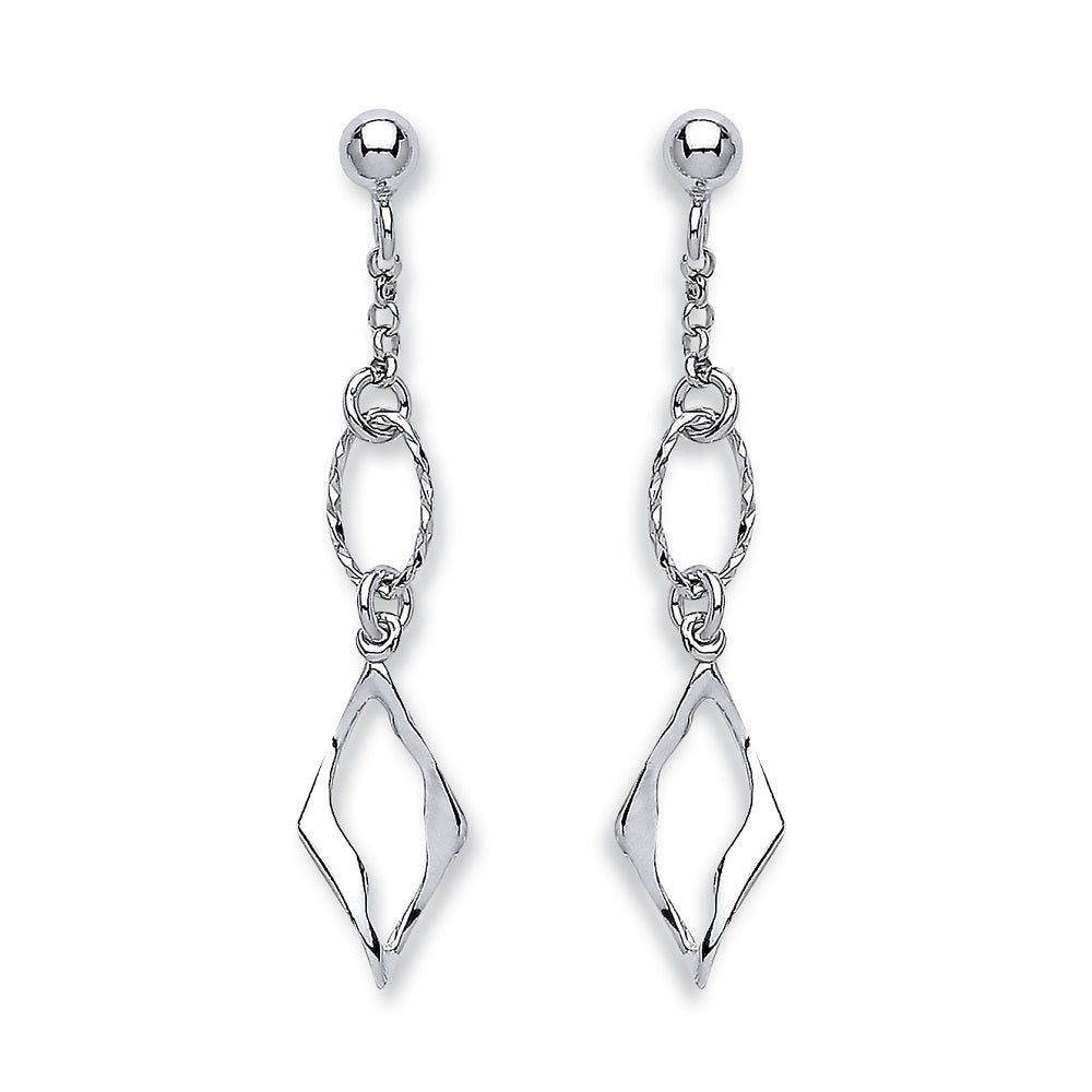 Silver Fancy Link Drop Earrings