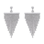 Silver Curtain Graduated Tassel Earrings