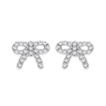 Silver Cubic Zirconia Bow Stud Earrings