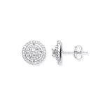 Silver Layered Cubic Zirconia Circle Stud Earrings