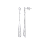 Silver Long Teardrop Cubic Zirconia Earrings