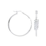 Silver Barley Leaf Hoop Earrings