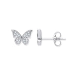 Silver Cubic Zirconia Butterfly Stud Earrings