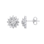 Silver Traditional Cubic Zirconia Cluster Studs