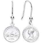 Silver Coin Drop Hook Earrings