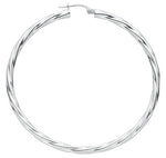 Silver Twisted Large Hoop Earrings