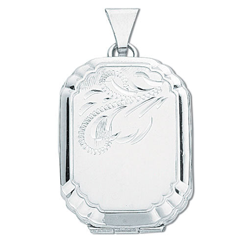 Silver Engraved Rectangular Shaped Locket