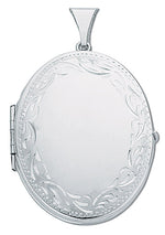 Silver Large Engraved Oval Shaped Family Locket