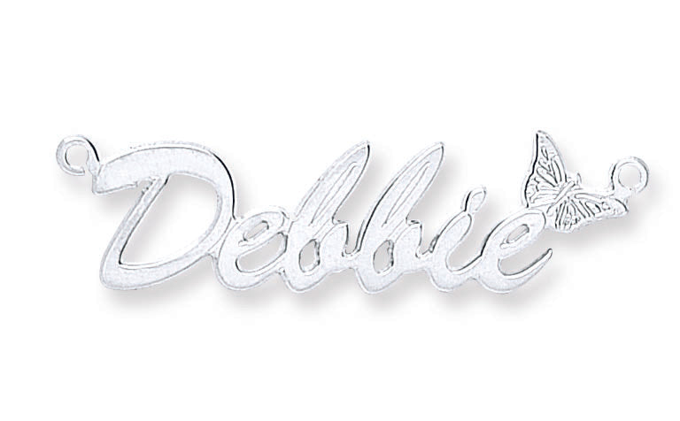 Silver Script Butterfly Name Necklace
