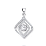 Silver Cubic Zirconia Pendant with Hanging Shimering Clear Cubic Zirconia