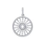 Silver Circle with Burst Lines Cubic Zirconia Pendant