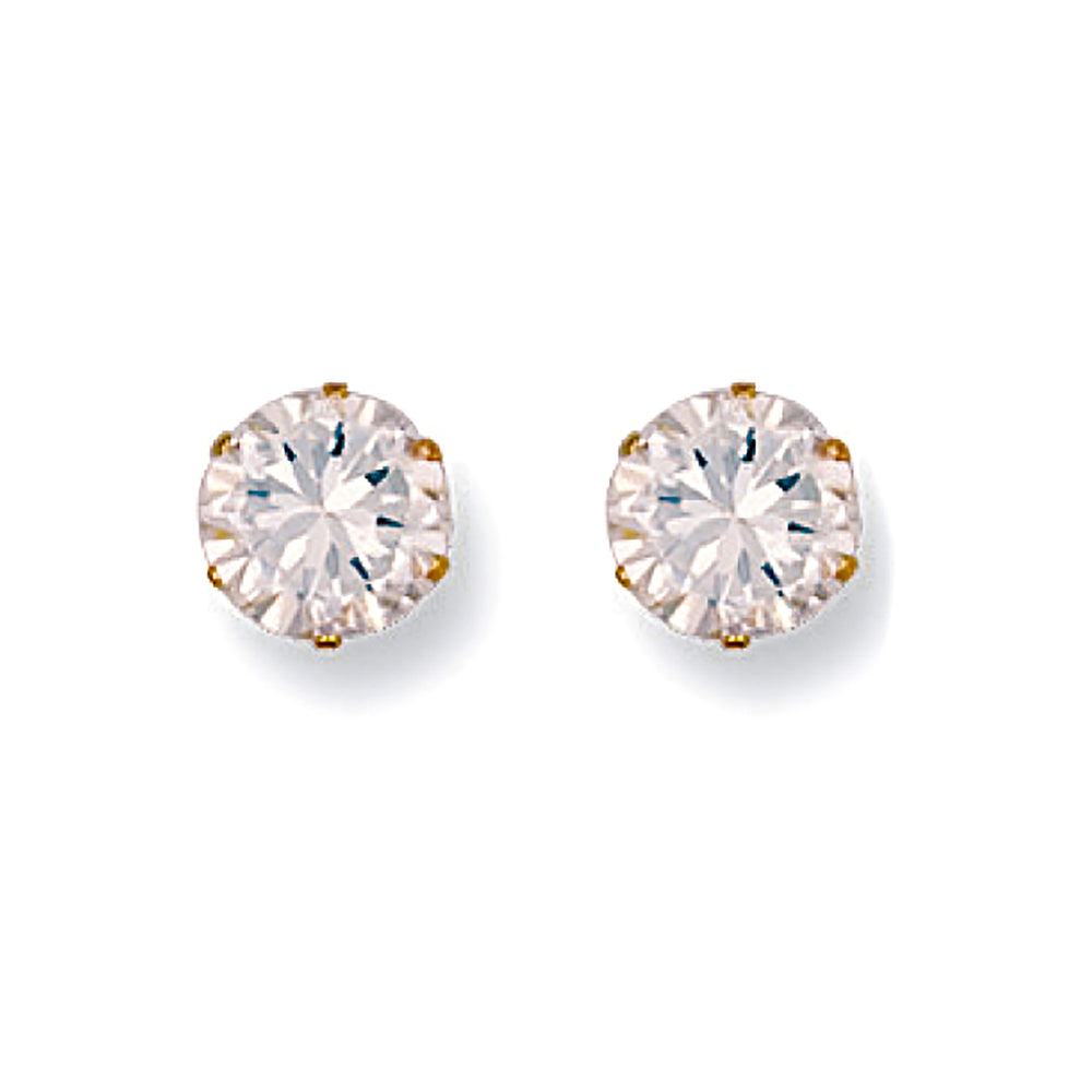 9ct Yellow Gold 7mm Claw Set Cubic Zirconia Studs