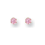 9ct Yellow Gold 3mm Claw Set Pink Cubic Zirconia Studs