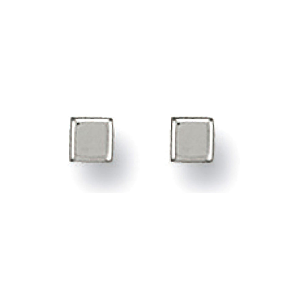 9ct White Gold 4mm Square Cube Studs