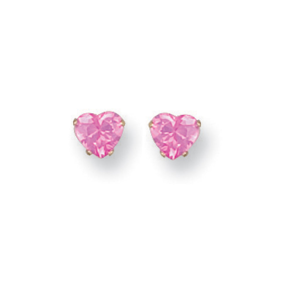 9ct Yellow Gold Claw Set Pink Cubic Zirconia Studs