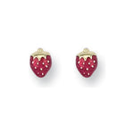 9ct Yellow Gold Enamelled Strawberry Studs
