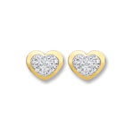 9ct Gold Heart Shape with Crsystals Stud