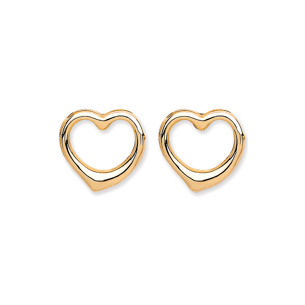9ct Yellow Gold Open Heart Stud