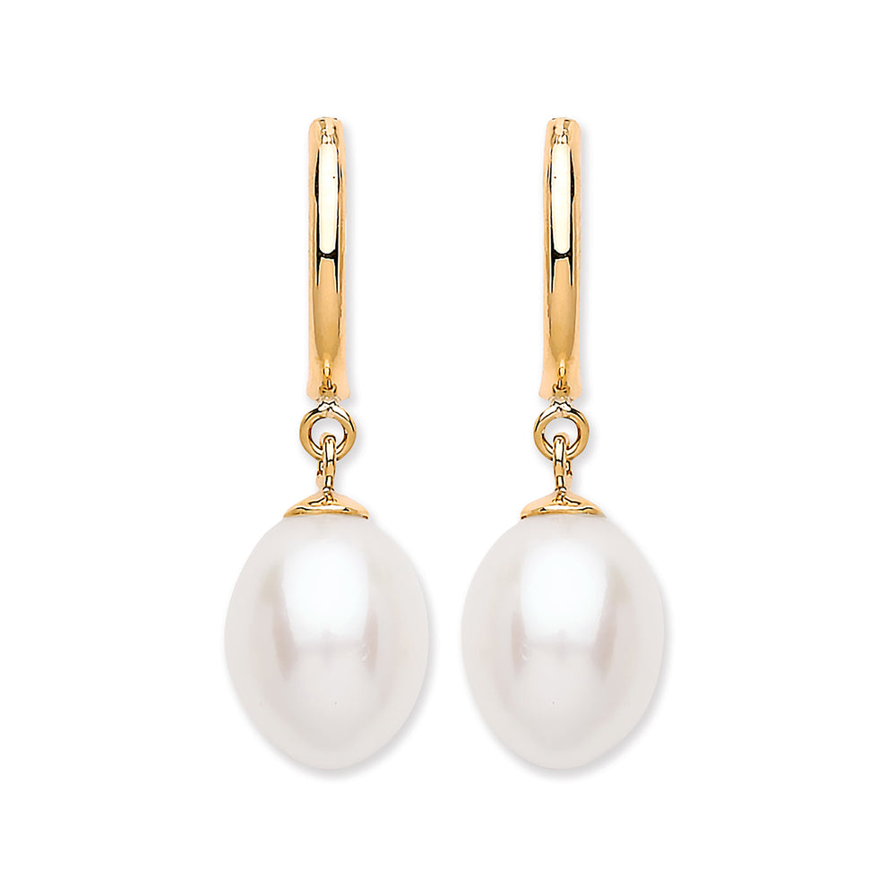 9ct Yellow Gold Freshwater Pearl Drop Stud