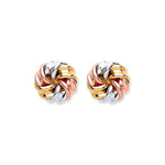 9ct Yellow, White & Rose Gold Tight Knot Stud